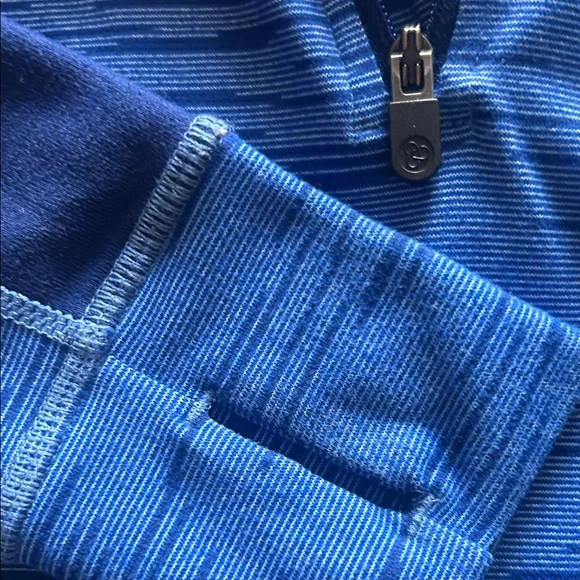 Zella Blue Striped Long sleeve Pullover Shirt with half zipper. - Picture 3 of 12